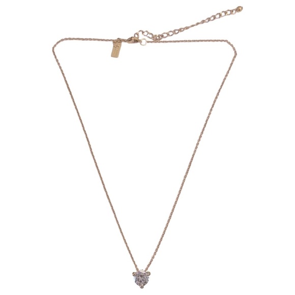 KATE SPADE • Brilliant Statement Tri-Prong Clear Crystal Pendant Gold Necklace - Picture 2 of 7